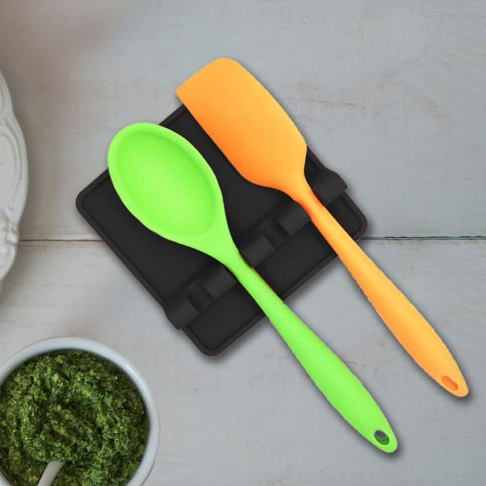 Non-Slip Heat Resistant Silicone Multiple Utensil Rest with Drip Pad DailySale