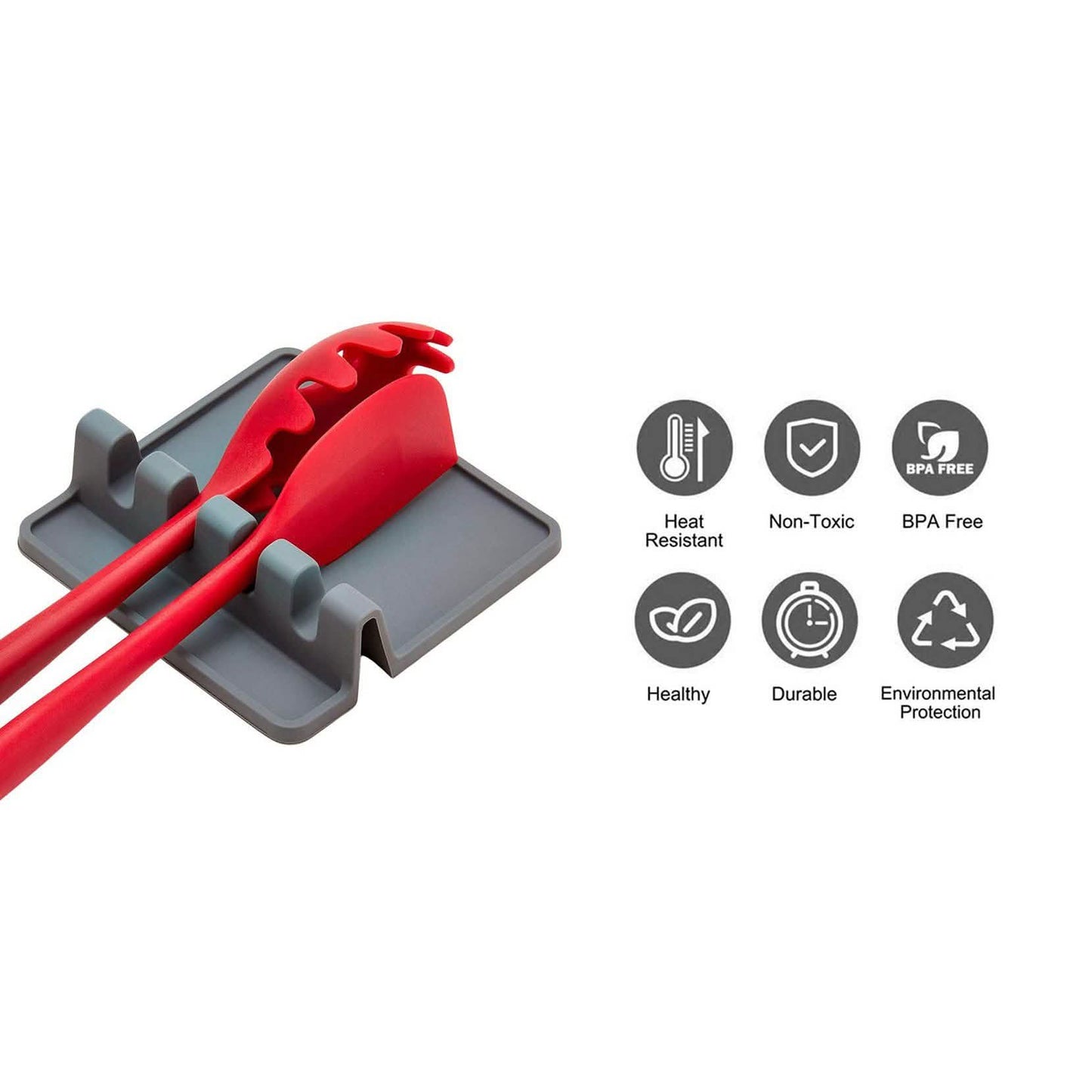 Non-Slip Heat Resistant Silicone Multiple Utensil Rest with Drip Pad DailySale
