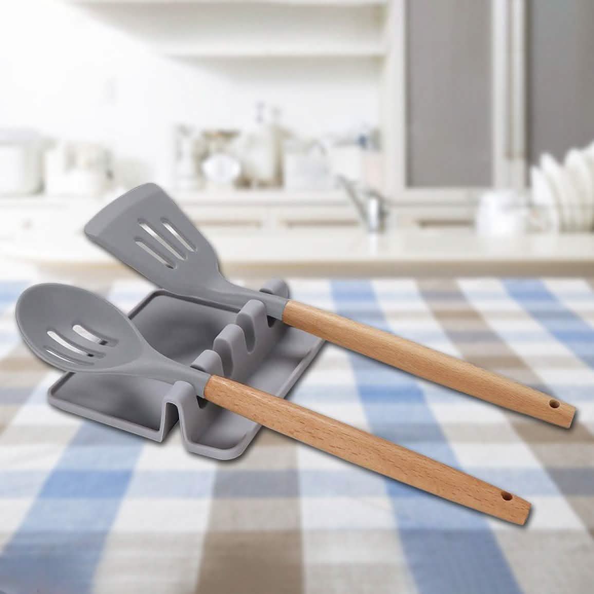 Non-Slip Heat Resistant Silicone Multiple Utensil Rest with Drip Pad DailySale