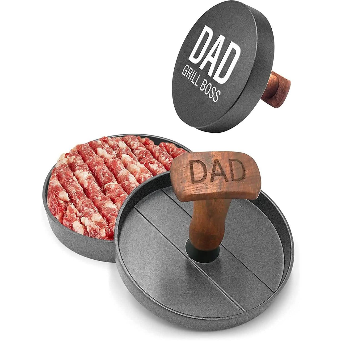 Non-Stick Aluminum Hamburger Press Patty Maker BBQ Burger Mold “Dad Grill Boss” DailySale