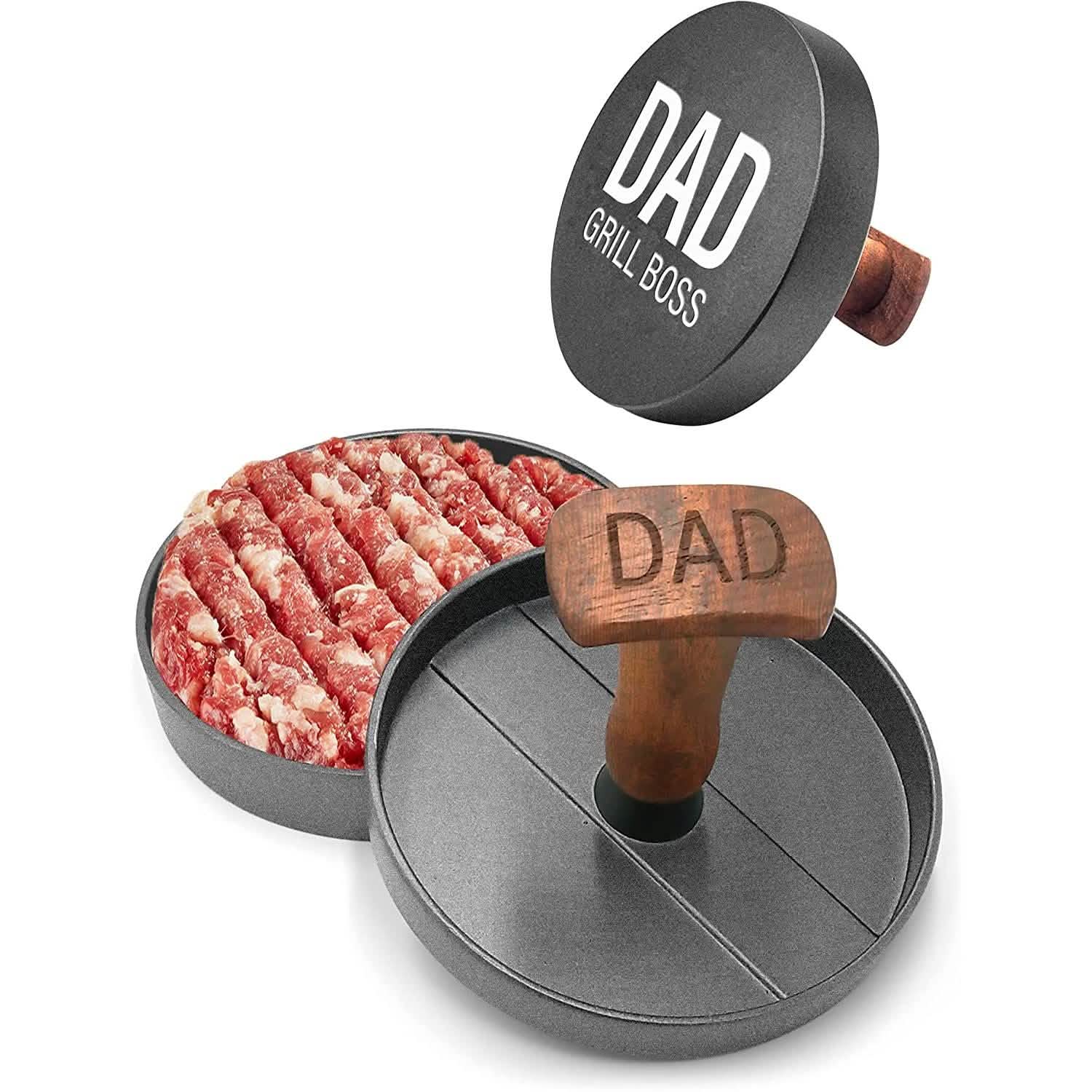 Non-Stick Aluminum Hamburger Press Patty Maker BBQ Burger Mold “Dad Grill Boss” DailySale