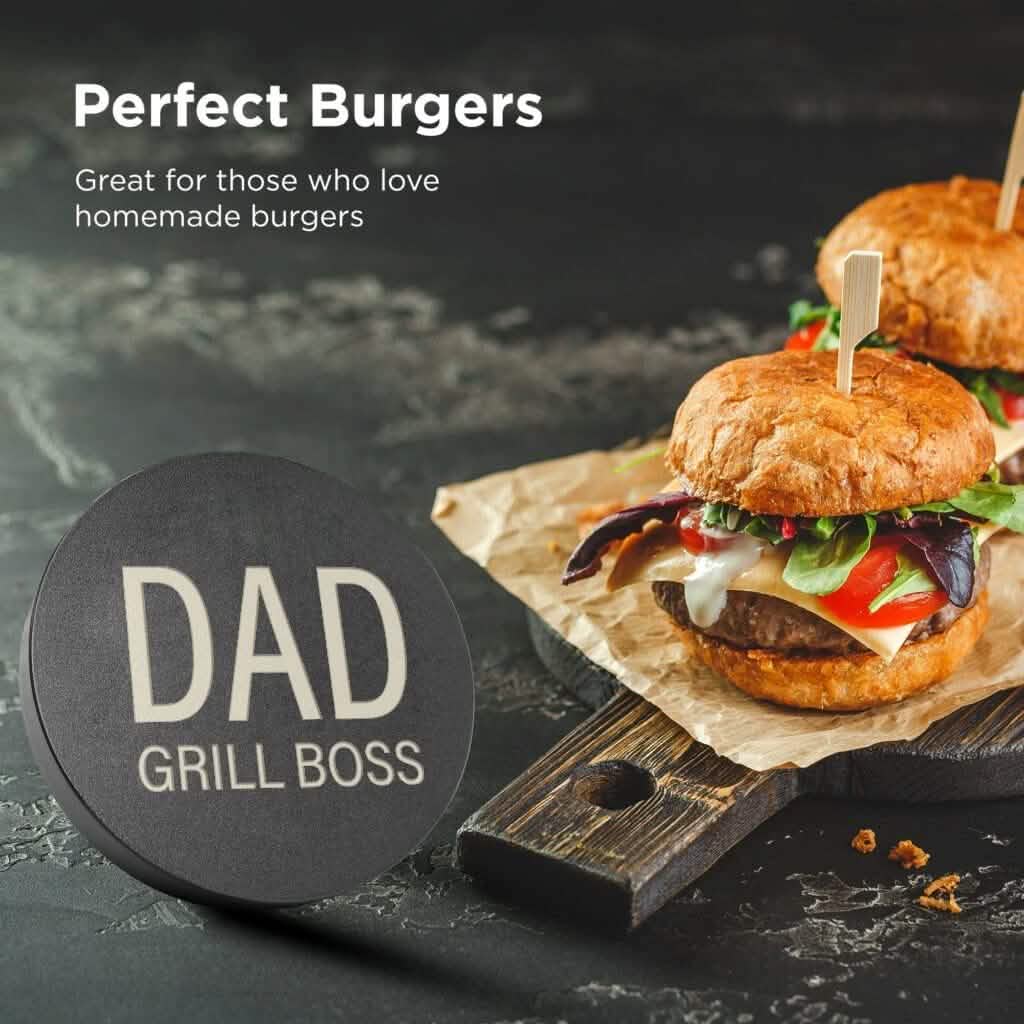 Non-Stick Aluminum Hamburger Press Patty Maker BBQ Burger Mold “Dad Grill Boss” DailySale