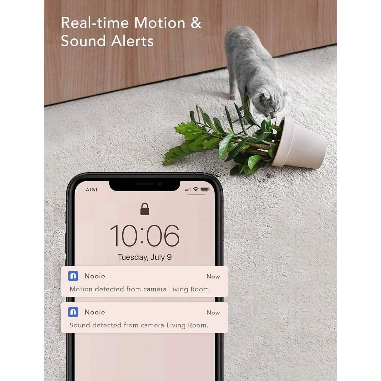 nooie 1080P Home Security Camera, Motion Tracking, Super IR Night Vision, Works with Alexa, Two-Way Audio, Motion & Sound Detection  (Refurbished) DailySale