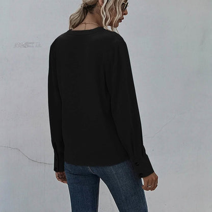 Notched Neck Pleated Decoration Blouse DailySale