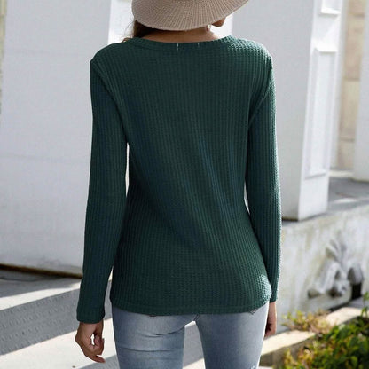 Notched Waffle Knit Solid Tee DailySale