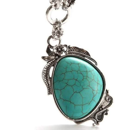Novadab Antique Silver Tibet Turquoise Long Chain Silver Plated Necklace DailySale