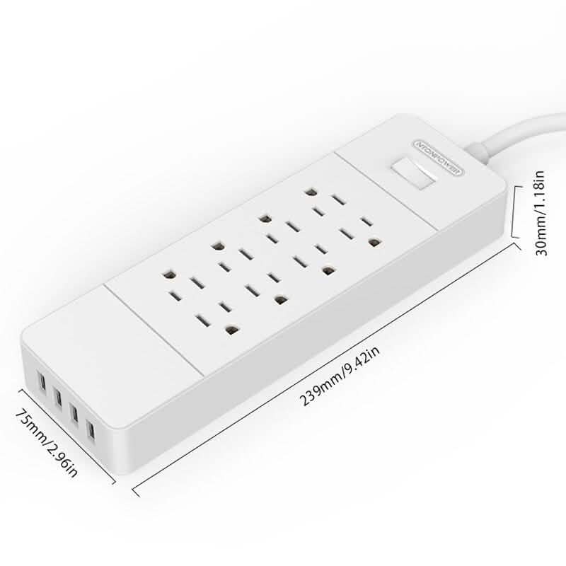 NTON Power USP US Electric Plug 8 AC Power Outlet with USB Charger DailySale
