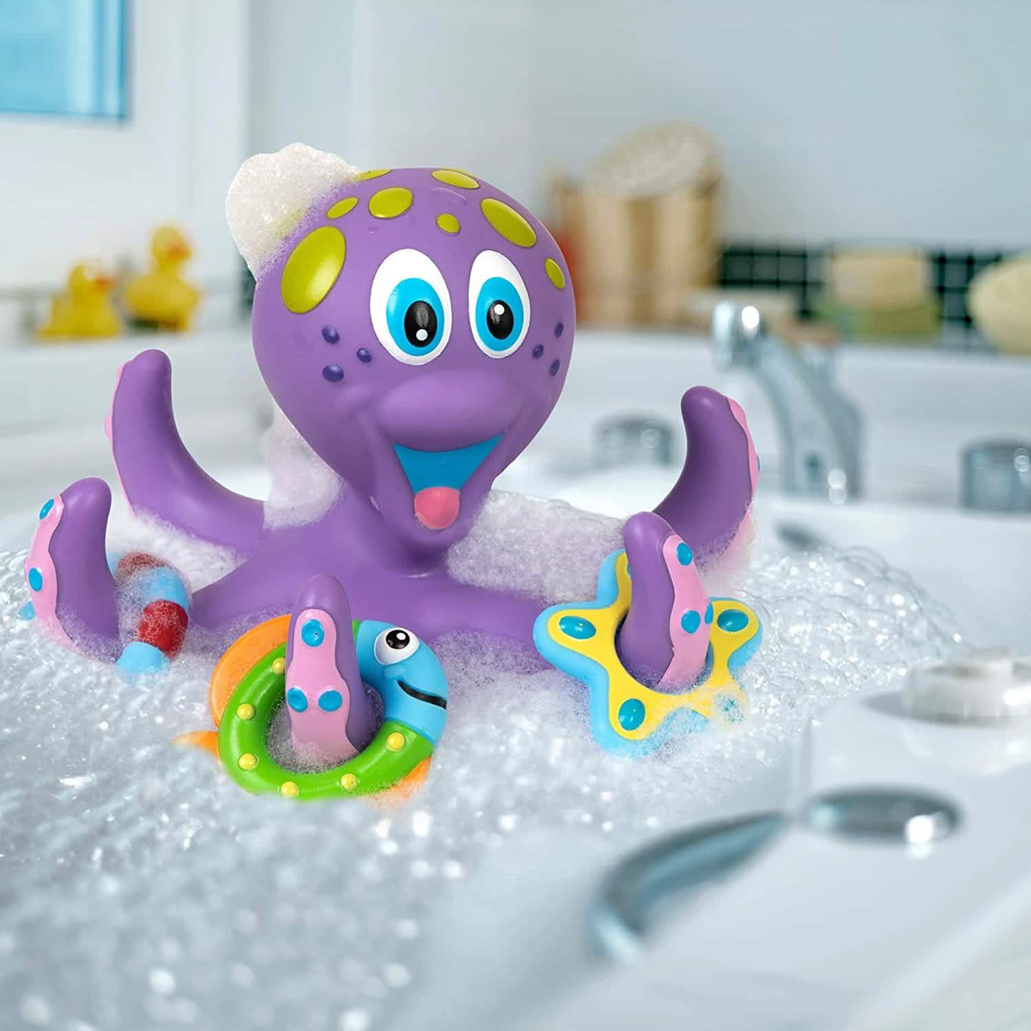 Nuby Floating Purple Octopus with 3 Hoopla Rings Interactive Bath Toy DailySale