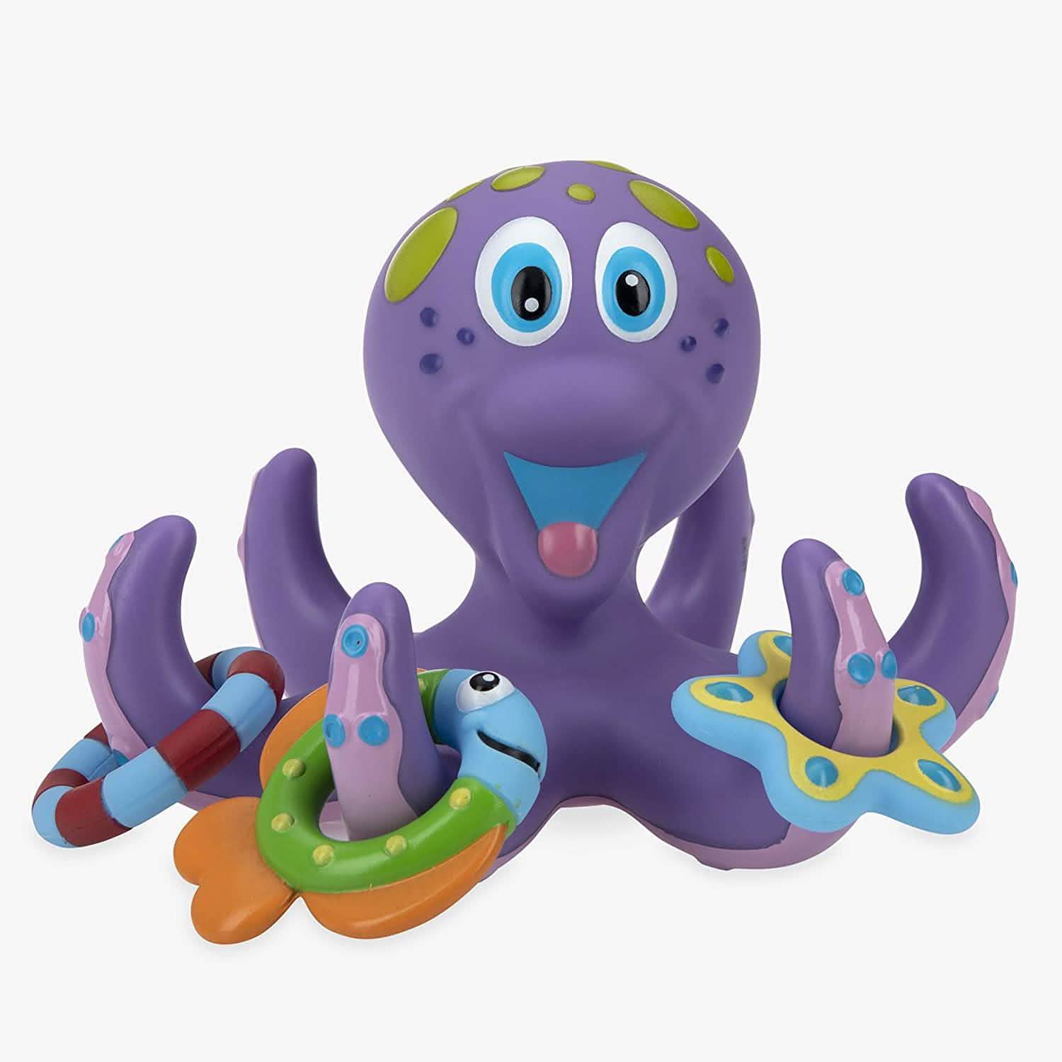 Nuby Floating Purple Octopus with 3 Hoopla Rings Interactive Bath Toy DailySale