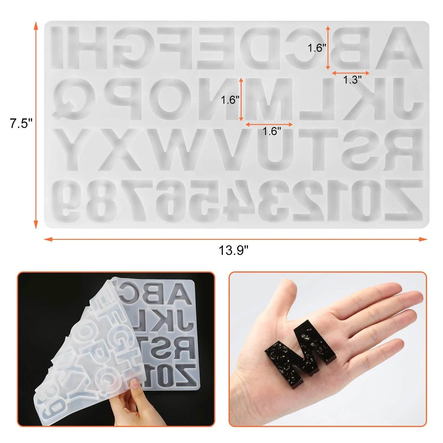Numbers Alphabet Mold for DIY Craft Casting with Resin Decoration Fillers Set Kit DailySale