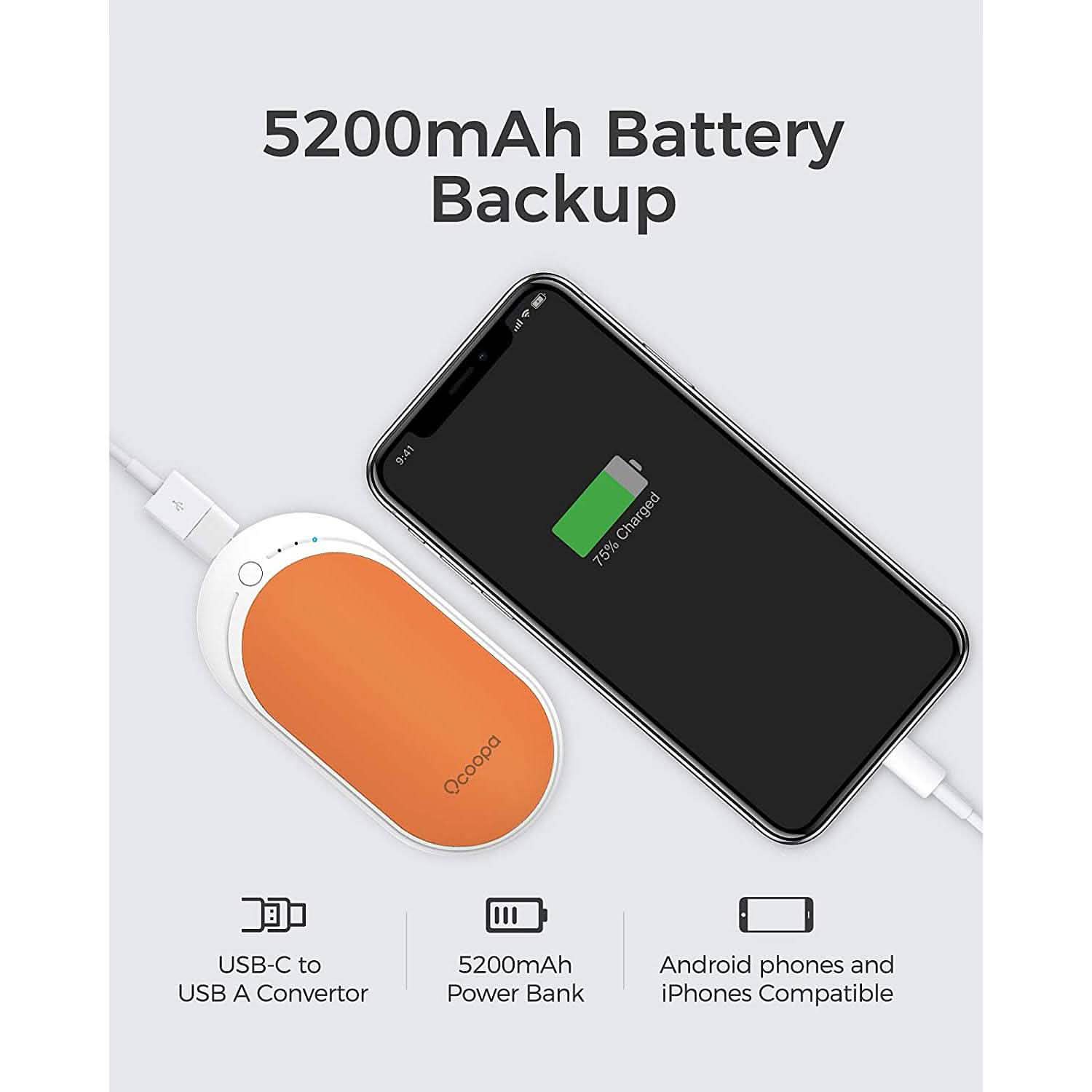 OCOOPA 5200 mAh Electric Portable Pocket Hand Warmer/Power Bank DailySale