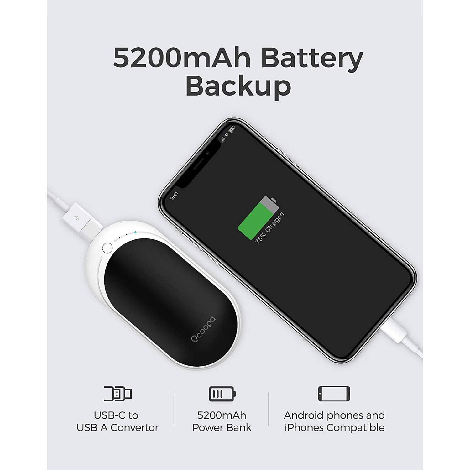OCOOPA 5200 mAh Electric Portable Pocket Hand Warmer/Power Bank DailySale