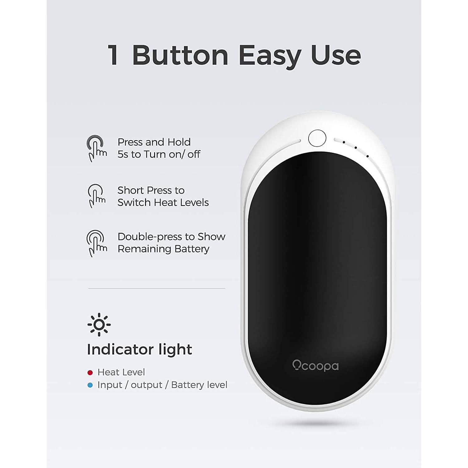OCOOPA 5200 mAh Electric Portable Pocket Hand Warmer/Power Bank DailySale