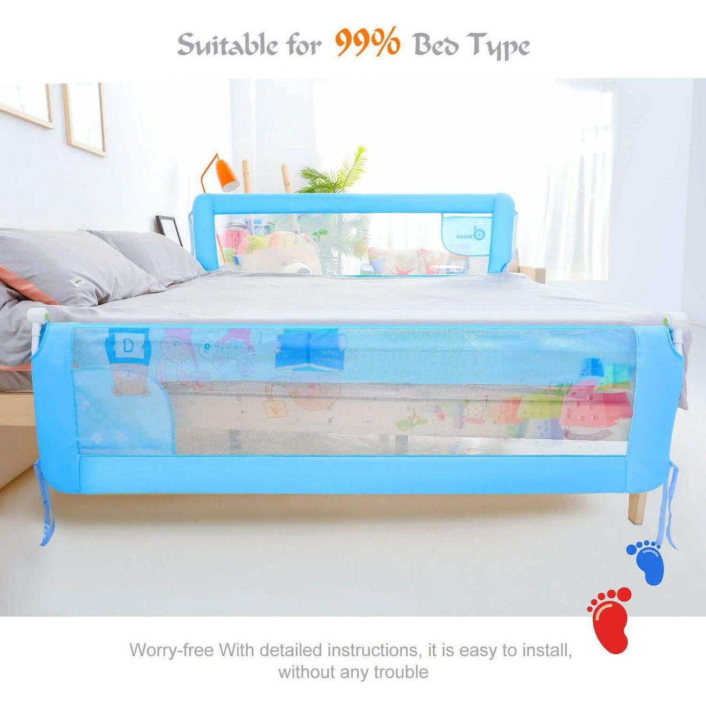Odoland 180cm 71" Safety Bed Rail Anti Falling Guard Foldable Baby Child Toddler DailySale