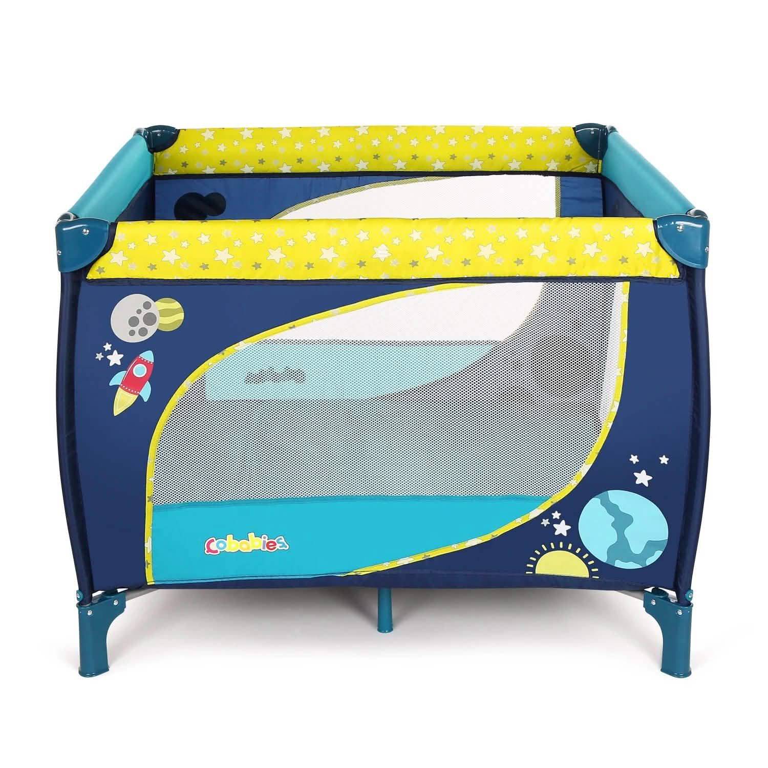 Odoland 39''x 39'' Infant Toddler Foldable Playpen Playard With Mattress Rail Fence Blue DailySale