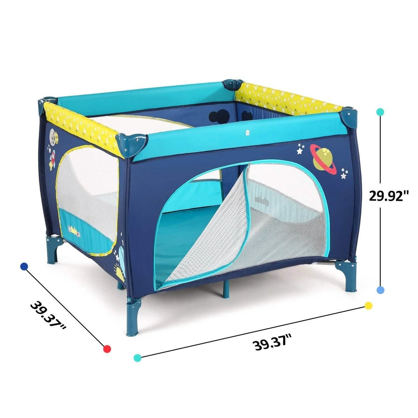 Odoland 39''x 39'' Infant Toddler Foldable Playpen Playard With Mattress Rail Fence Blue DailySale