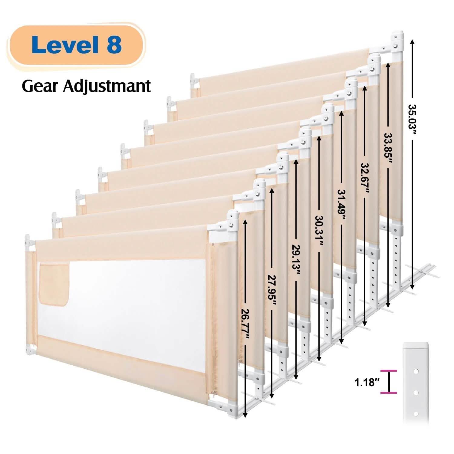 Odoland 70in Foldable Baby Toddler Safety Bed Rail Anti Falling Guard DailySale