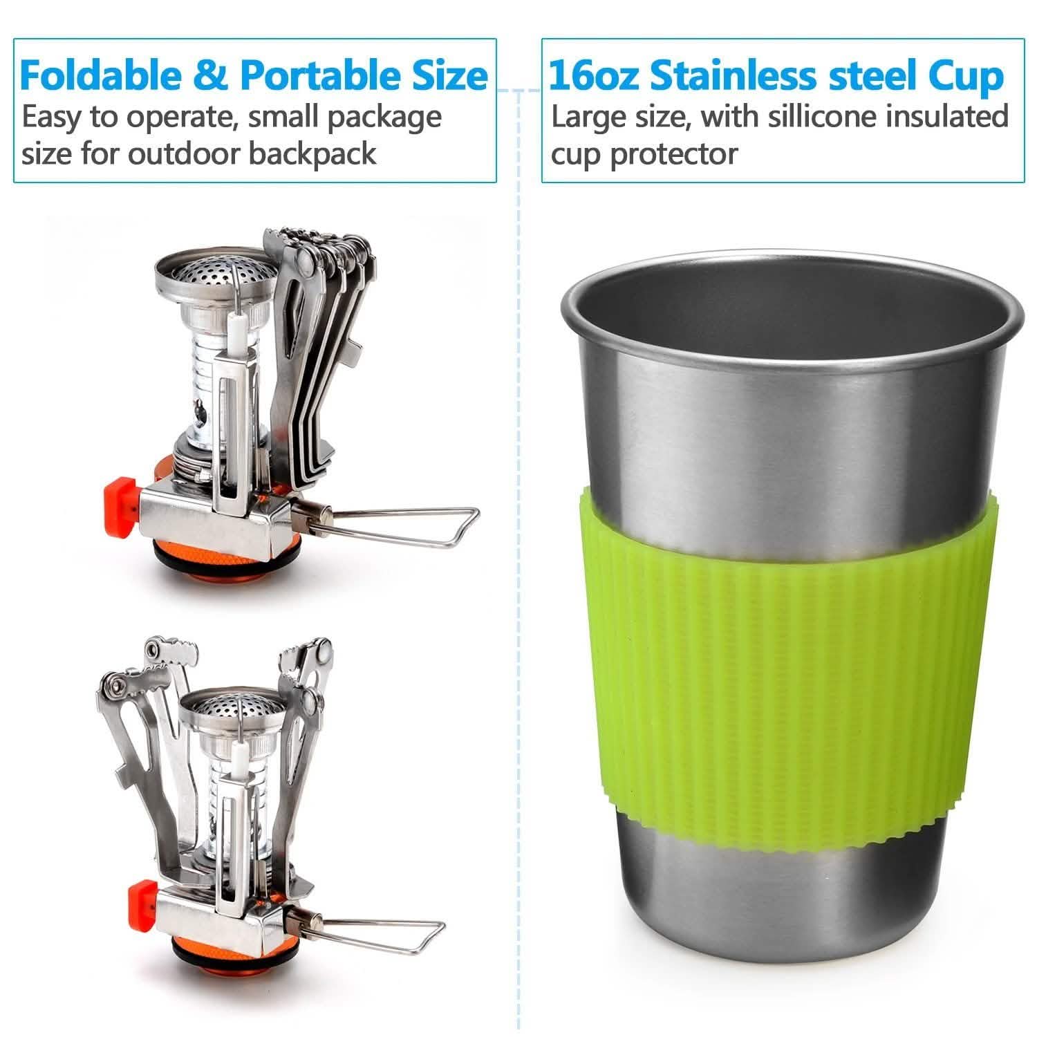 ODOLAND Camping Cookware Kit Lightweight Portable Cookware Set DailySale
