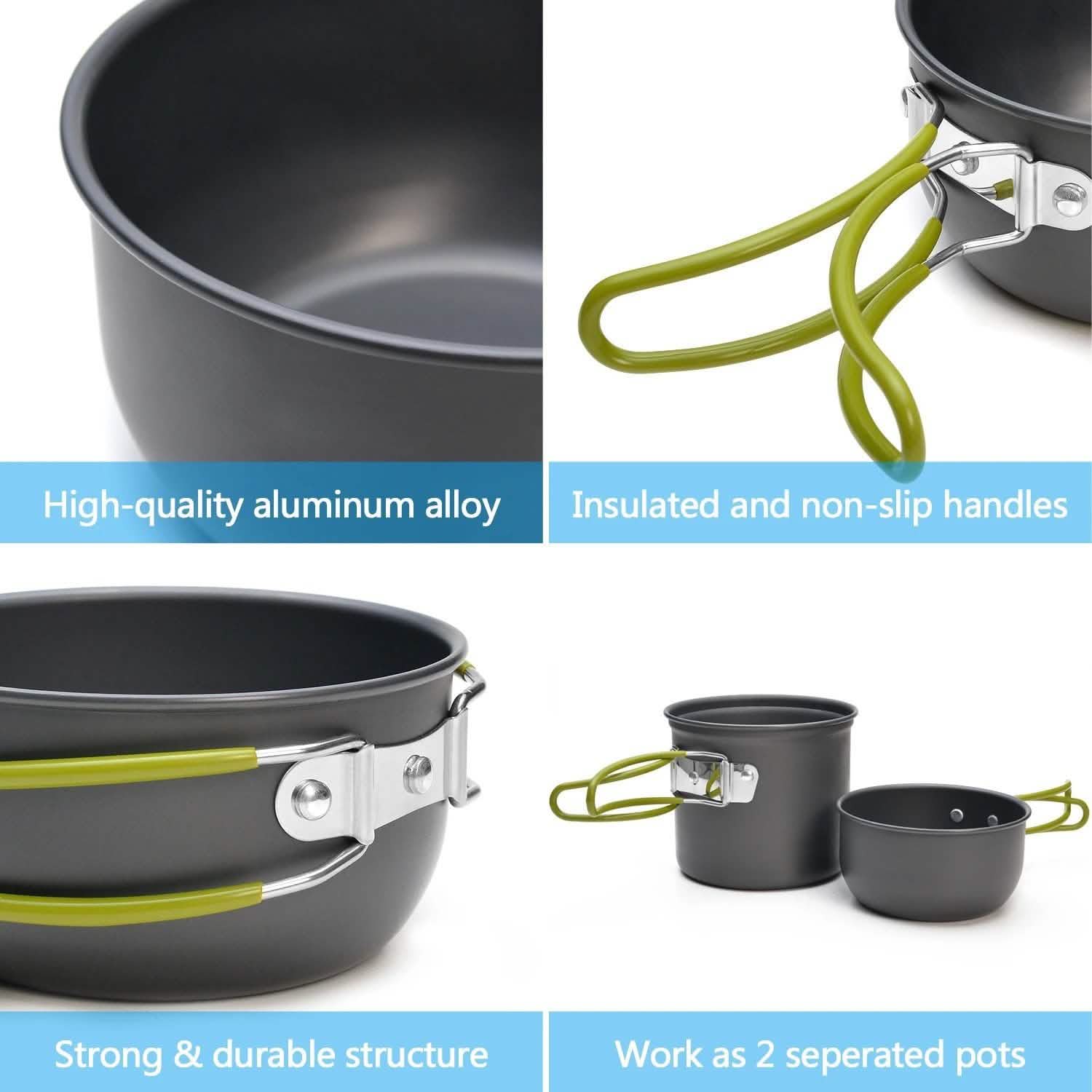 ODOLAND Camping Cookware Kit Lightweight Portable Cookware Set DailySale