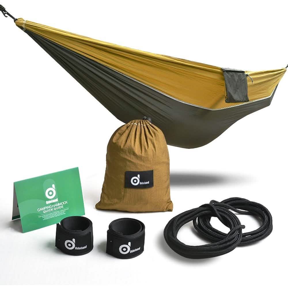 Odoland Lightweight Portable Nylon Camping Hammock and Steel Carabiners DailySale