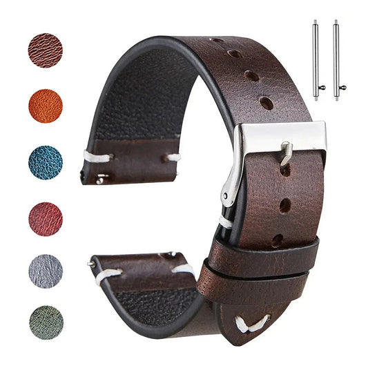 OnePlus Watch Oil Wax Leather Band, Stitched, Quick Release BandsCo Straps