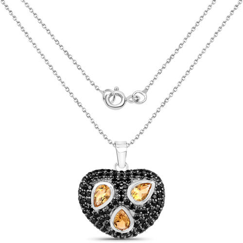 3.19 Carat Genuine Citrine and Black Spinel .925 Sterling Silver Pendant Bids.com