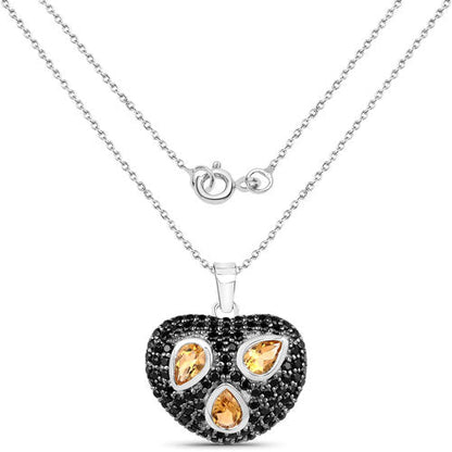 3.19 Carat Genuine Citrine and Black Spinel .925 Sterling Silver Pendant Bids.com