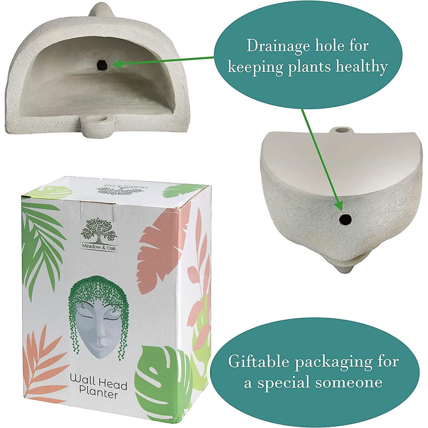 Outdoor Face Planter with Drainage for Cute Plants DailySale