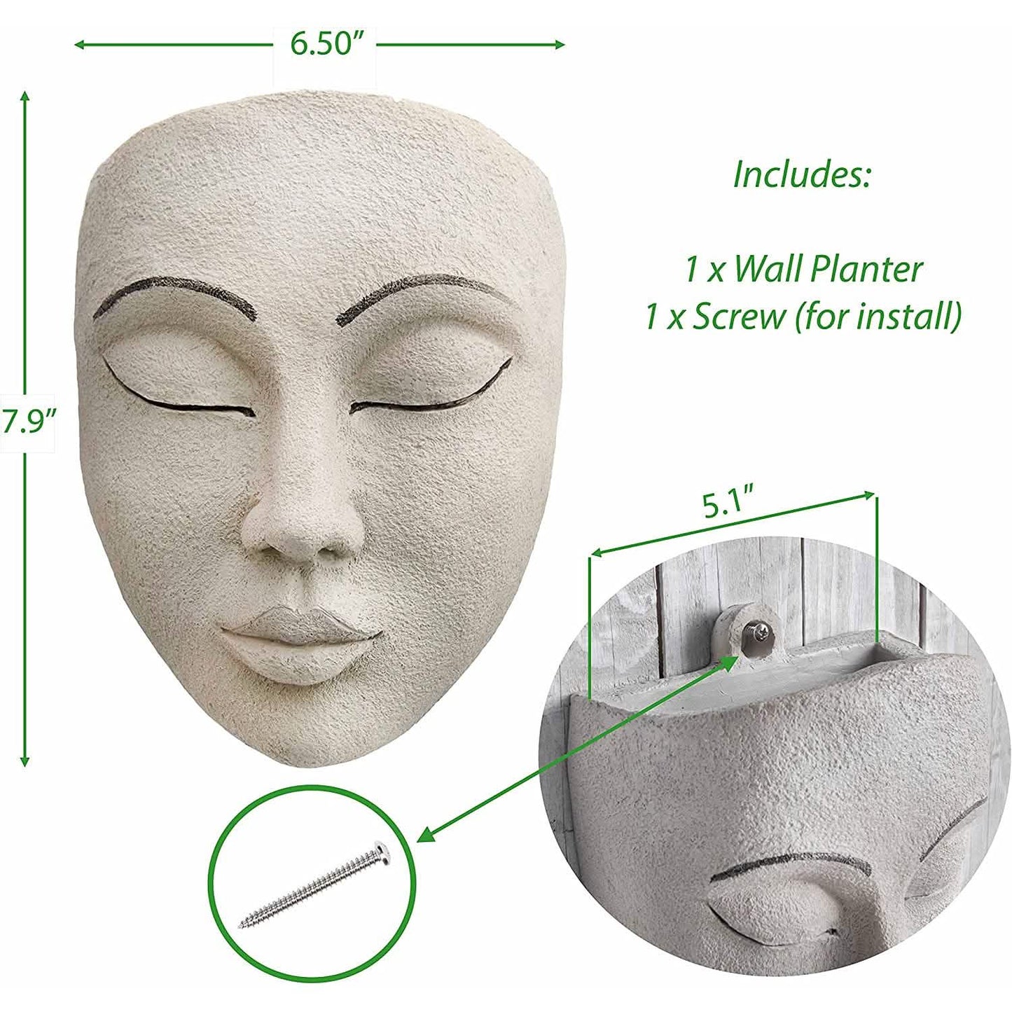 Outdoor Face Planter with Drainage for Cute Plants DailySale