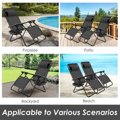 Outdoor Folding Zero Gravity Reclining Lounge Chair DailySale