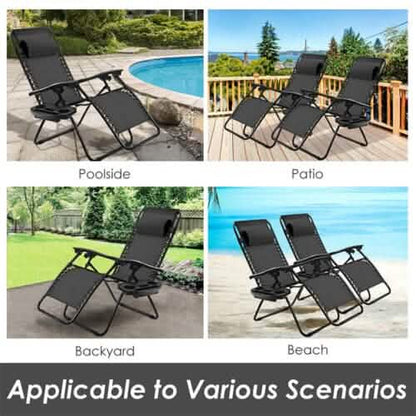 Outdoor Folding Zero Gravity Reclining Lounge Chair DailySale