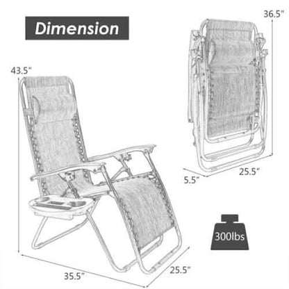 Outdoor Folding Zero Gravity Reclining Lounge Chair DailySale