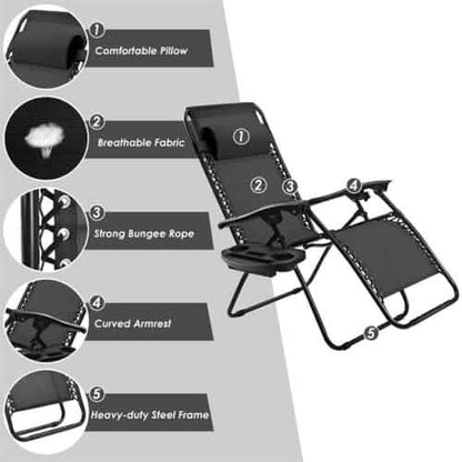 Outdoor Folding Zero Gravity Reclining Lounge Chair DailySale