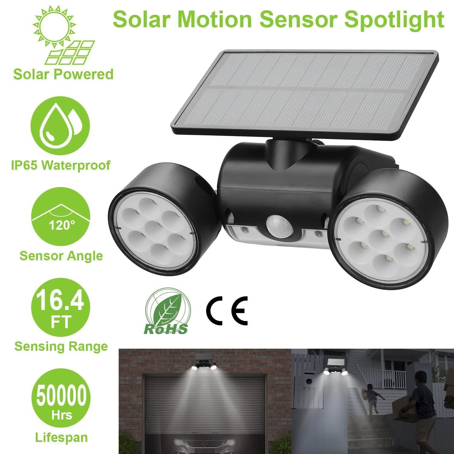 Outdoor PIR Motion Sensor Dusk To Dawn Solar Wall Lamps IP65 Waterproof DailySale