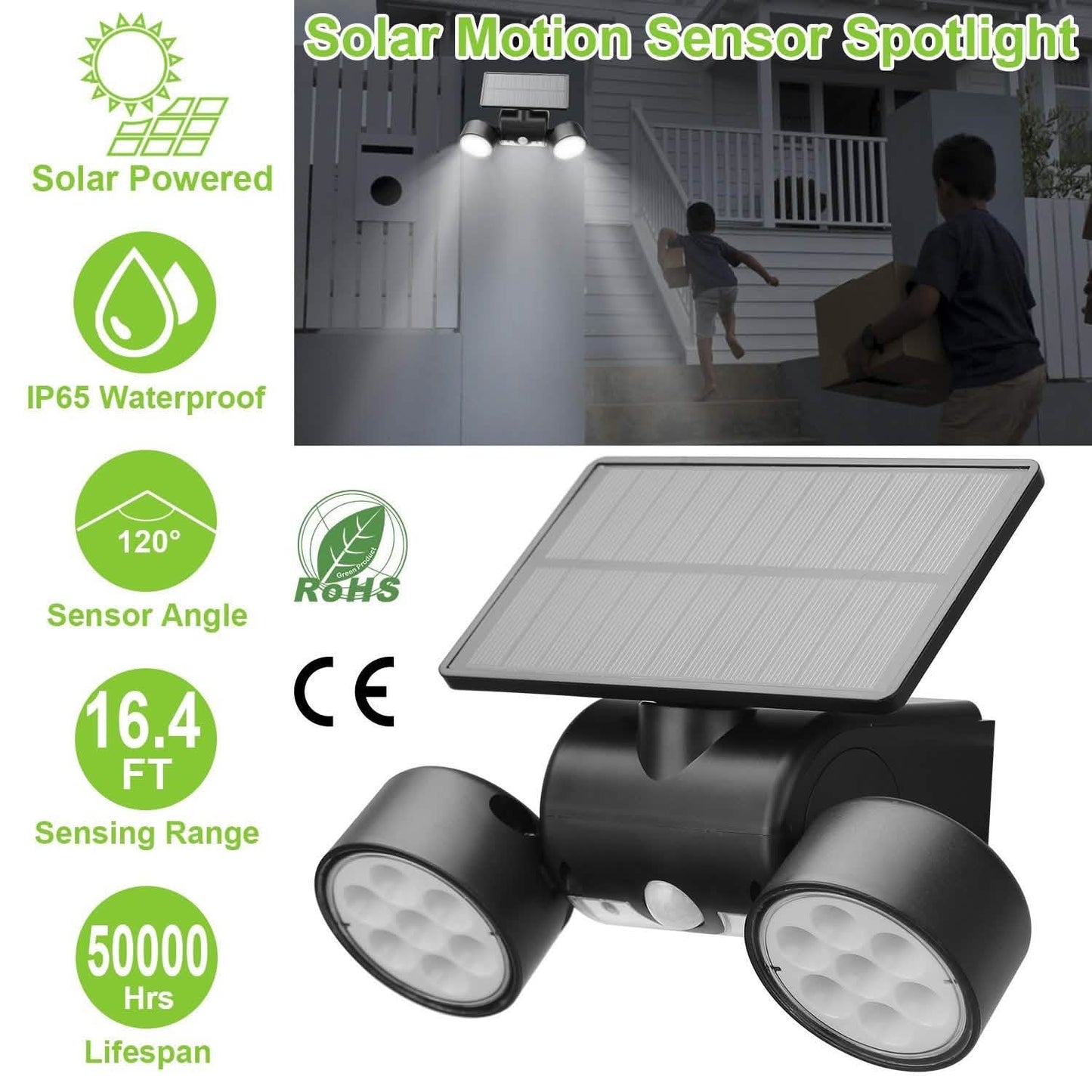 Outdoor PIR Motion Sensor Dusk To Dawn Solar Wall Lamps IP65 Waterproof DailySale