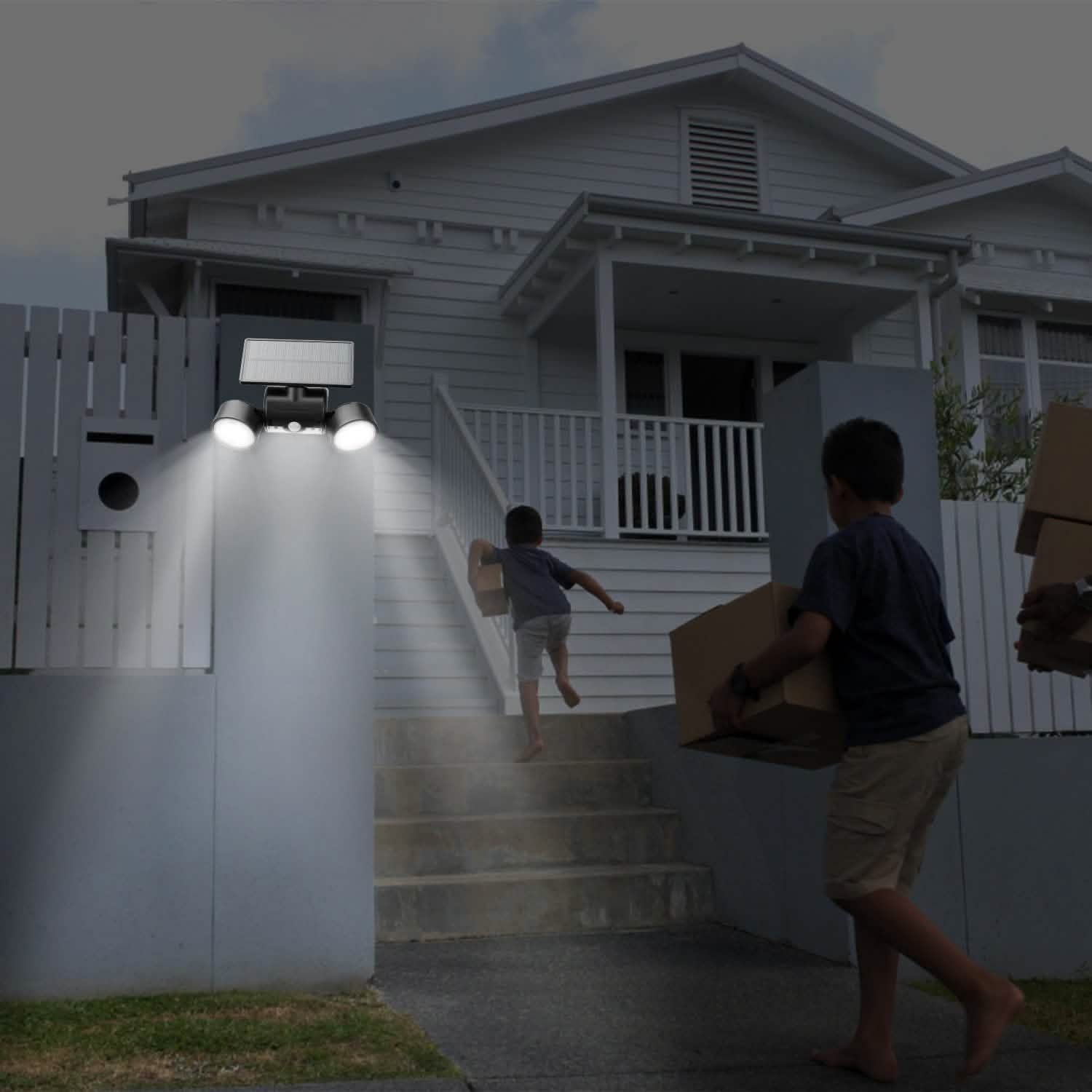 Outdoor PIR Motion Sensor Dusk To Dawn Solar Wall Lamps IP65 Waterproof DailySale