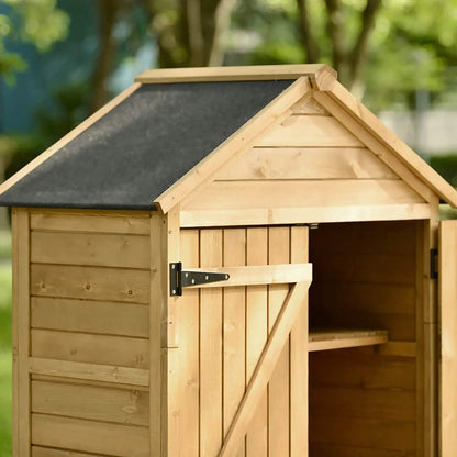 Outdoor Wood Tilt Storage Shed Tool Organizer with Waterproof Asphalt Roof DailySale