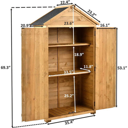 Outdoor Wood Tilt Storage Shed Tool Organizer with Waterproof Asphalt Roof DailySale