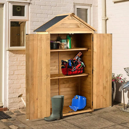 Outdoor Wood Tilt Storage Shed Tool Organizer with Waterproof Asphalt Roof DailySale