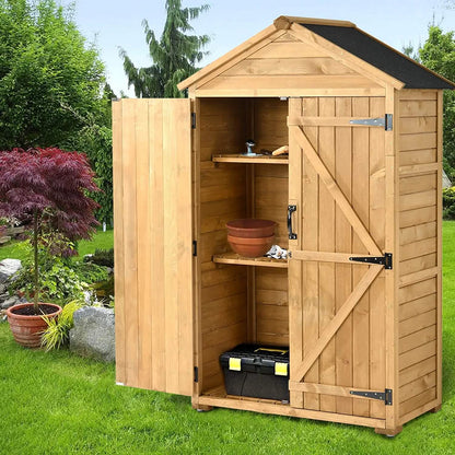 Outdoor Wood Tilt Storage Shed Tool Organizer with Waterproof Asphalt Roof DailySale