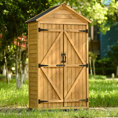 Outdoor Wood Tilt Storage Shed Tool Organizer with Waterproof Asphalt Roof DailySale
