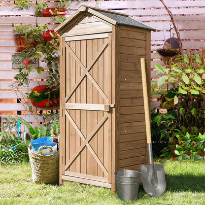 Outdoor Wooden Storage Sheds Fir Wood Lockers with Workstation DailySale