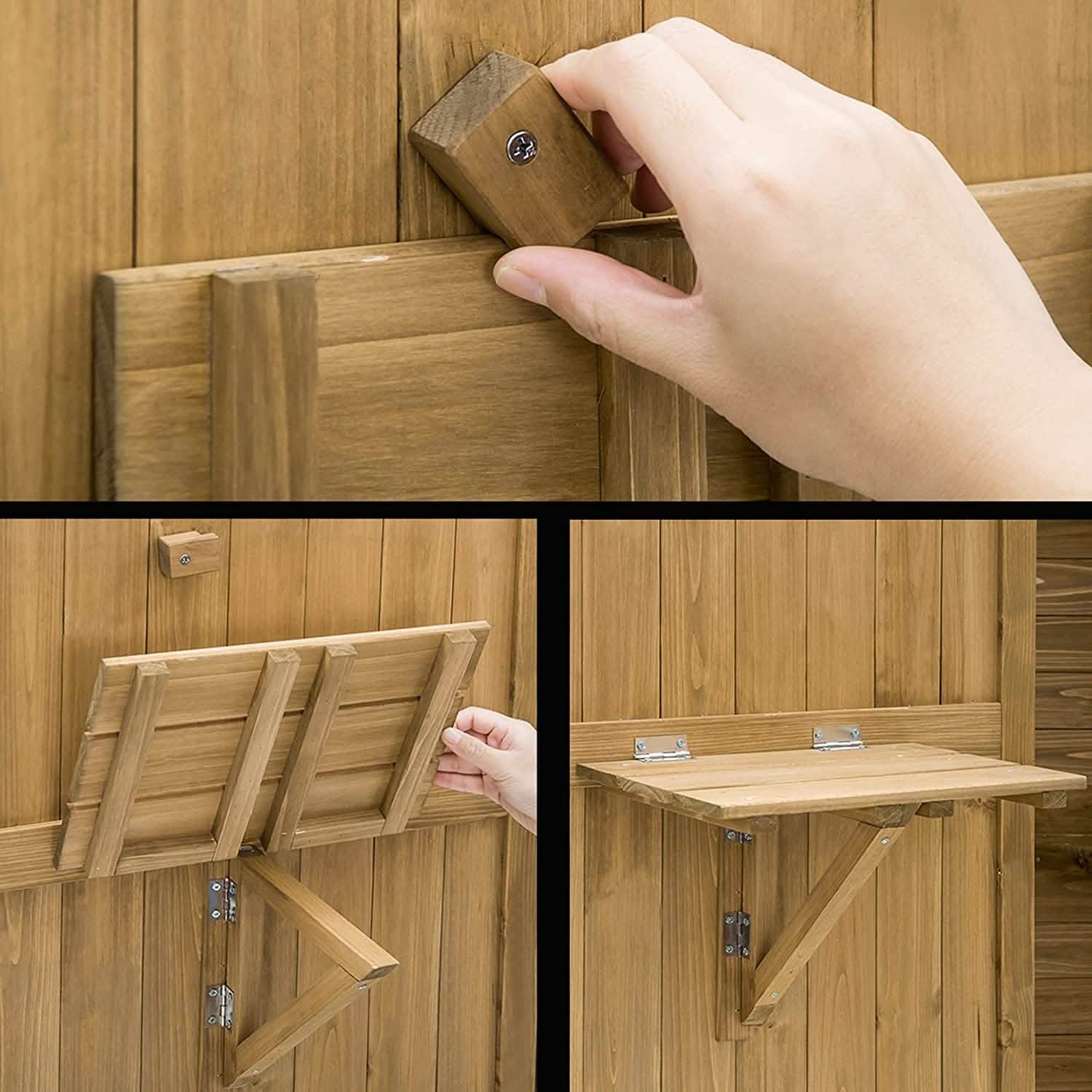 Outdoor Wooden Storage Sheds Fir Wood Lockers with Workstation DailySale