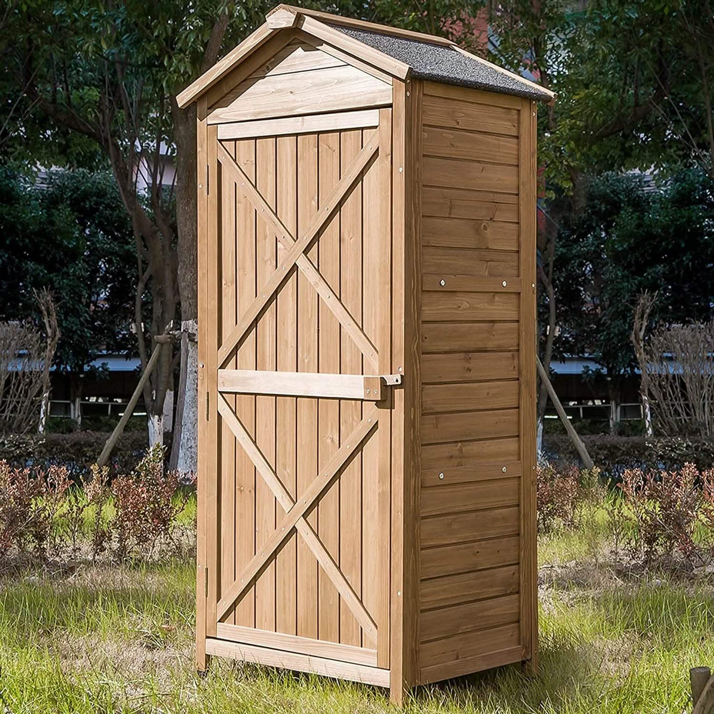 Outdoor Wooden Storage Sheds Fir Wood Lockers with Workstation DailySale