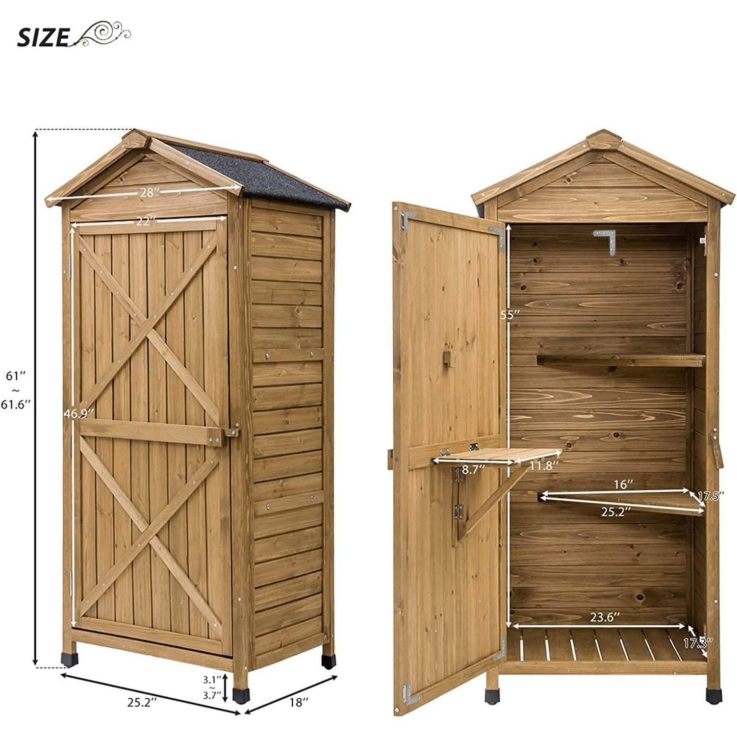 Outdoor Wooden Storage Sheds Fir Wood Lockers with Workstation DailySale