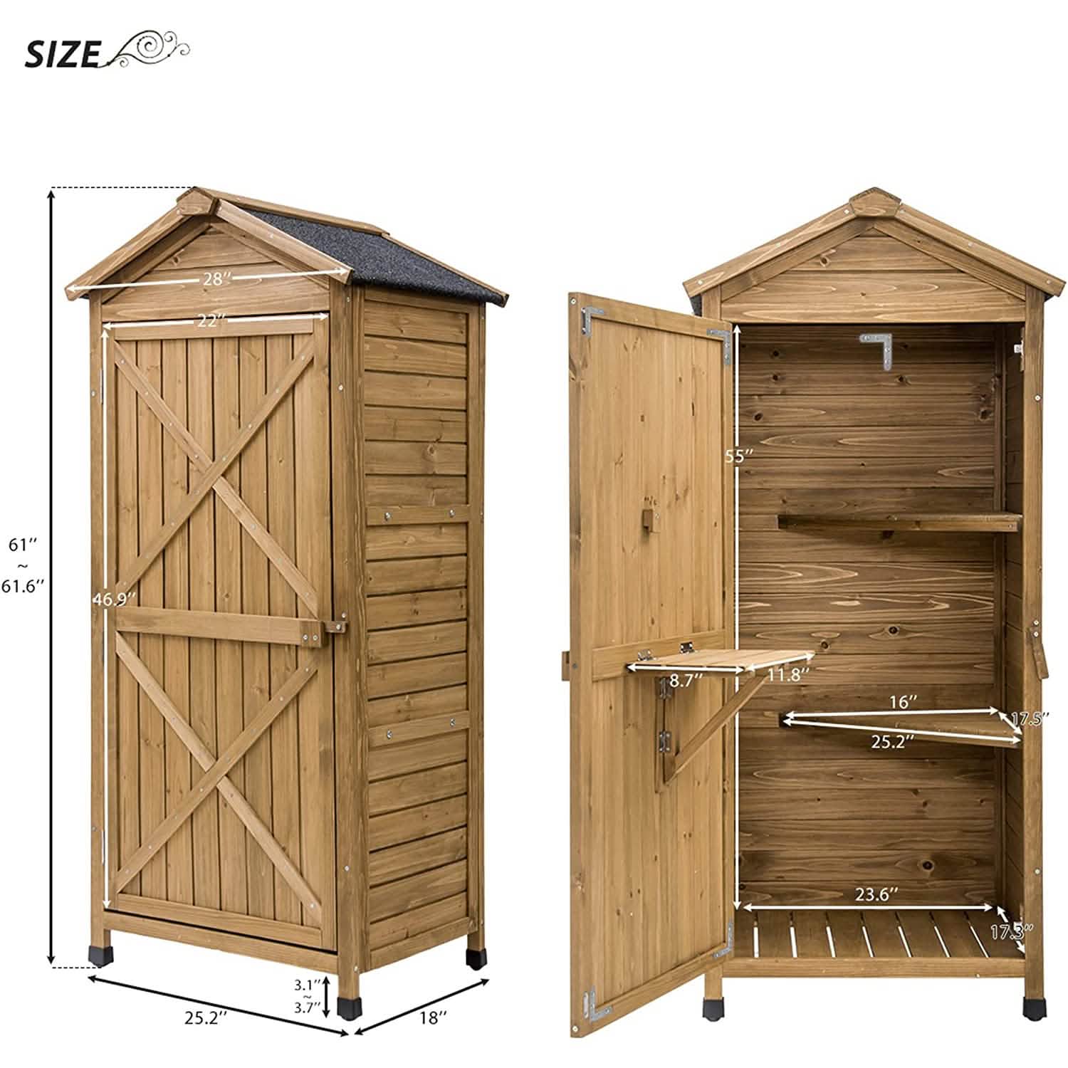 Outdoor Wooden Storage Sheds Fir Wood Lockers with Workstation DailySale