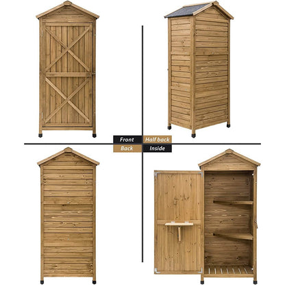 Outdoor Wooden Storage Sheds Fir Wood Lockers with Workstation DailySale