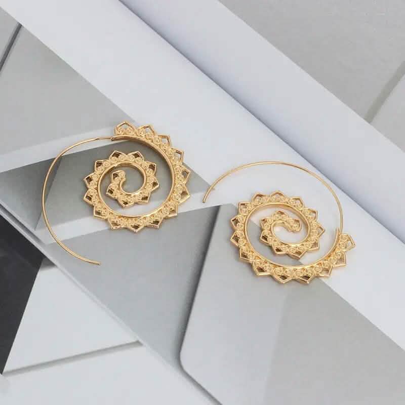 Oval Spiral Exaggerated Swirl Gear Heart Shape Earrings DailySale