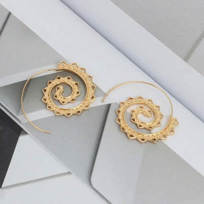 Oval Spiral Exaggerated Swirl Gear Heart Shape Earrings DailySale