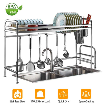 Over Sink Dish Drying Rack with Cutlery Holder DailySale